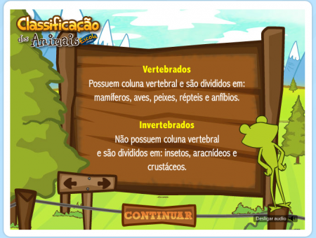 Jogo sobre classificação dos Animais